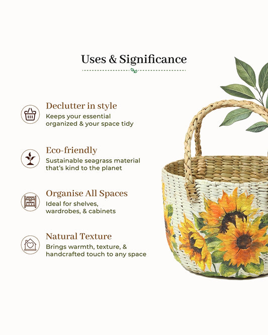Decorative Seagrass Fruit Hamper Basket for Home and Table Display