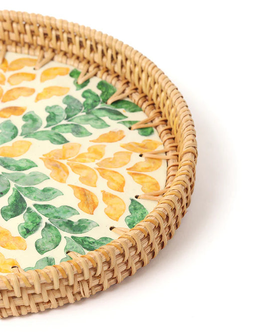 Rattan Decorative Round Tray for Gifting and Kitchen Use