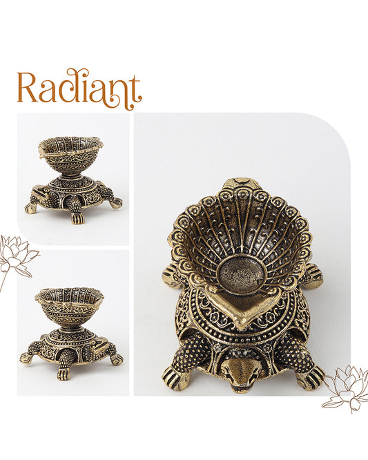 Pure Brass Turtle Diya for Pooja, Home Decor, and Diwali Lighting