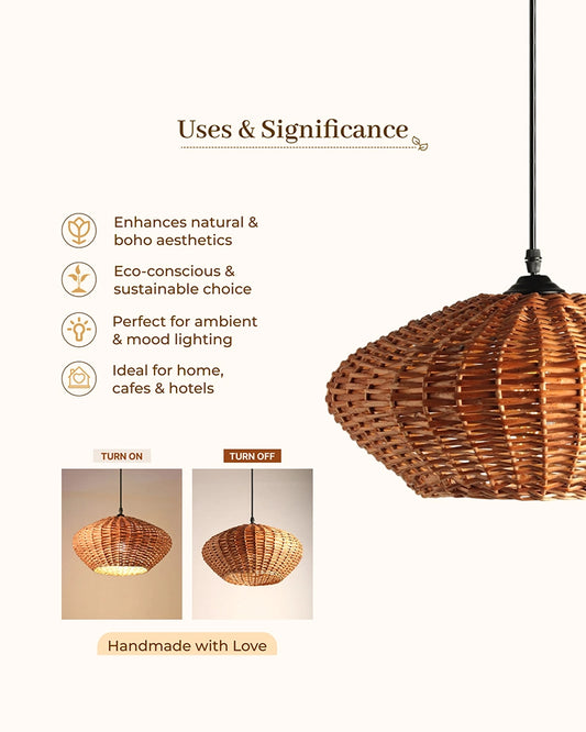 Handmade Wicker Ceiling Light for Home Decor and Lounge