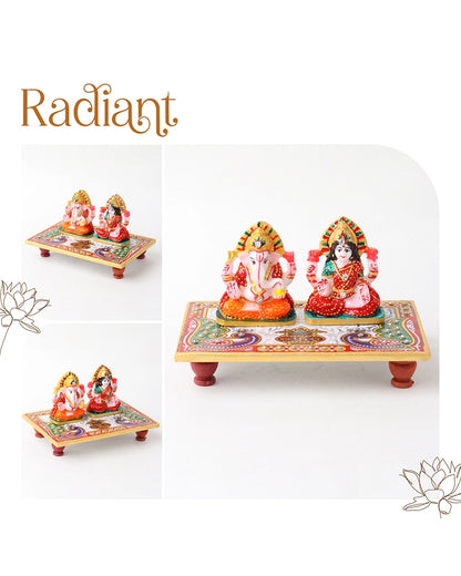 Handcrafted Marble Laxmi Ganesh Idol for Festivals and Home Mandir