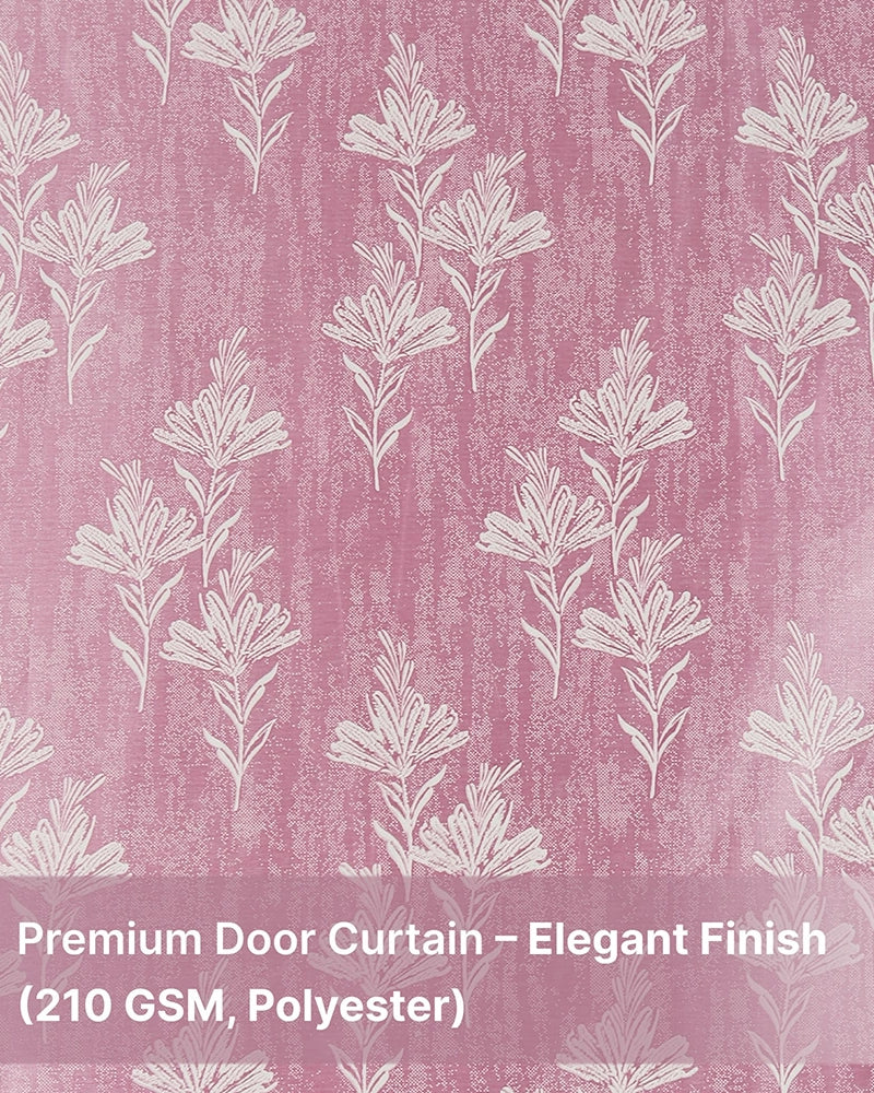 Elegant Polyester Door Curtain with Eyelets (Pink, 7 ft)