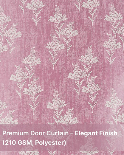 Elegant Polyester Door Curtain with Eyelets (Pink, 7 ft)