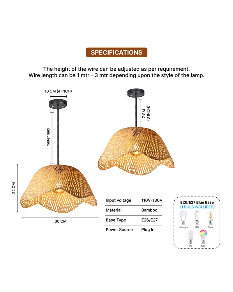 Rustic Bamboo Pendant Lamp for Dining Room, Balcony, and Home Interiors