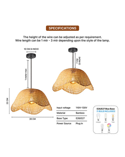 Rustic Bamboo Pendant Lamp for Dining Room, Balcony, and Home Interiors