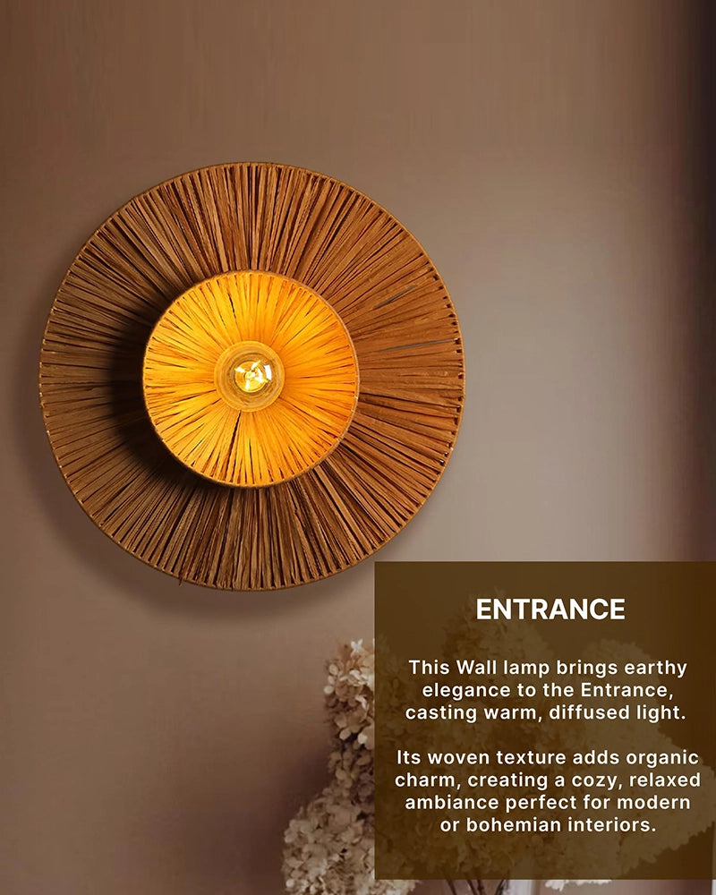 Artistic Raffia Wall Lamp for Living Room Decoration