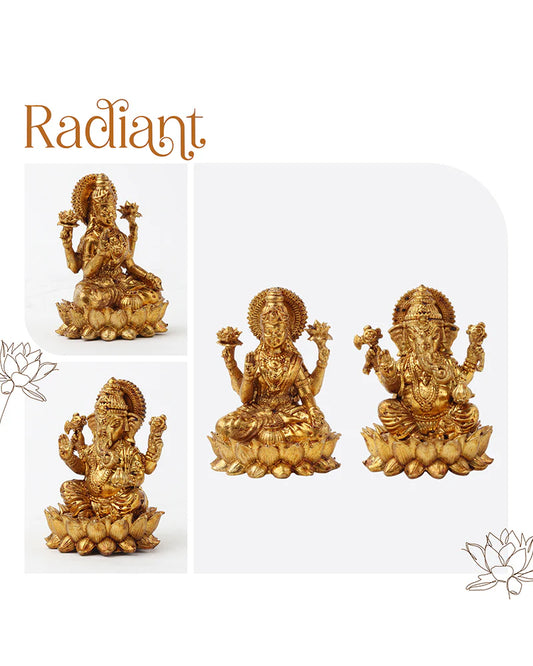 Pure Brass Laxmi Ganesh Idol Set Religious God Idol for Home Decor