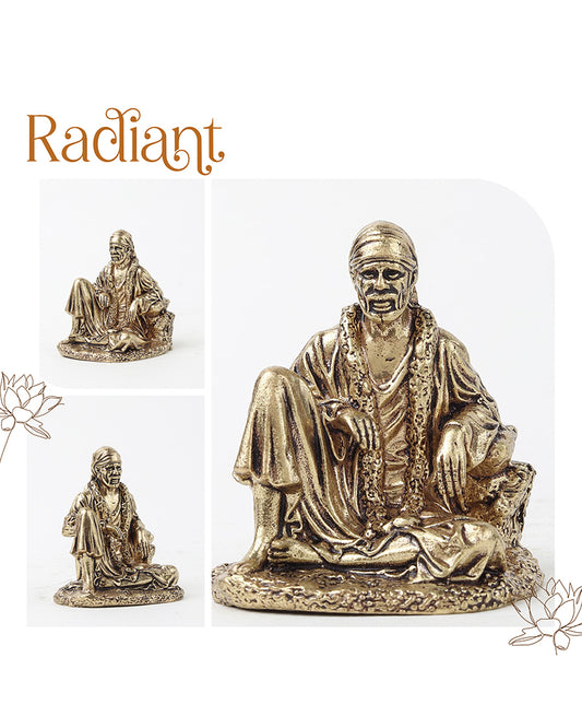Elegant Sai Baba Idol Brass Figurine for Pooja Needs and Altars