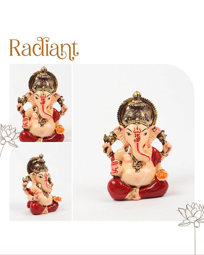 Polyresin Lord Ganesha Murti Multicolor Figurine Showpiece for Home Temple