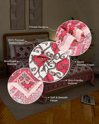 King Size Cotton Bedsheet with Pillow Covers, TC 200, Ideal for Bedroom & Living Room