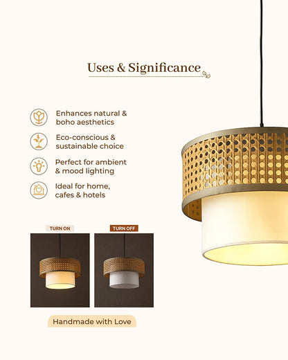 Decorative Rattan Pendant Ceiling Lamp for Living Room, Bedroom and Home