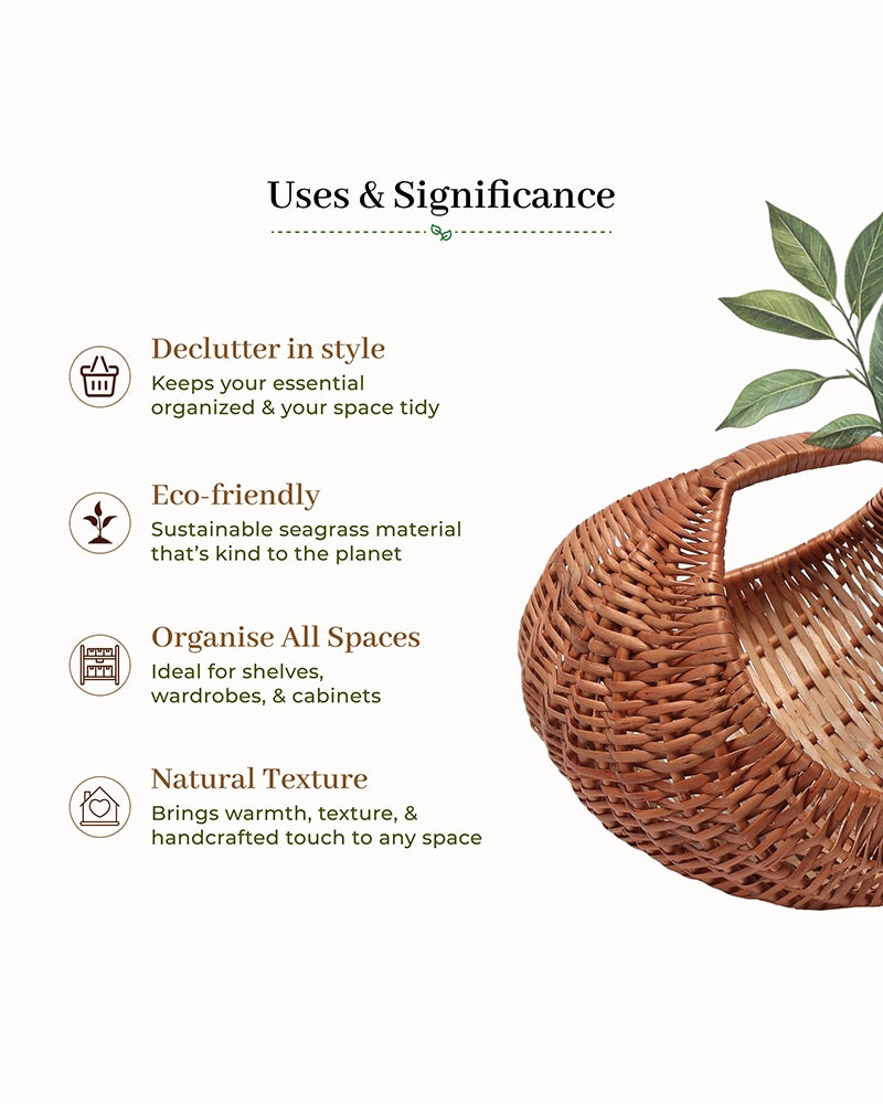 Handwoven Wicker Chand Hamper for Fruits, Storage, and Stylish Home Organisation