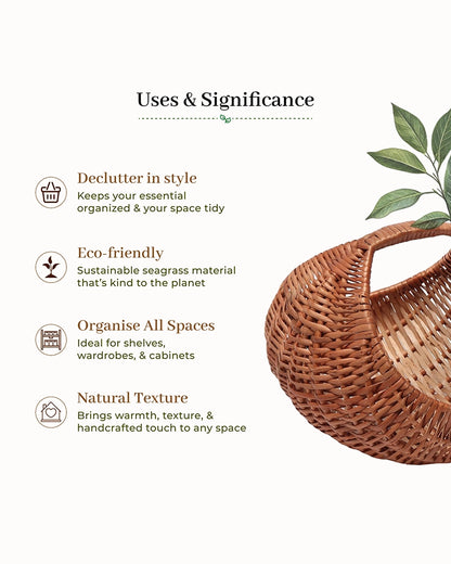 Handwoven Wicker Chand Hamper for Fruits, Storage, and Stylish Home Organisation