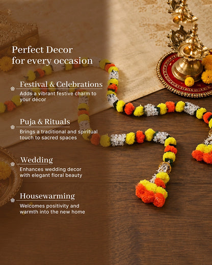 Artificial Marigold Flower Mala Toran for Festival & Housewarming Decor