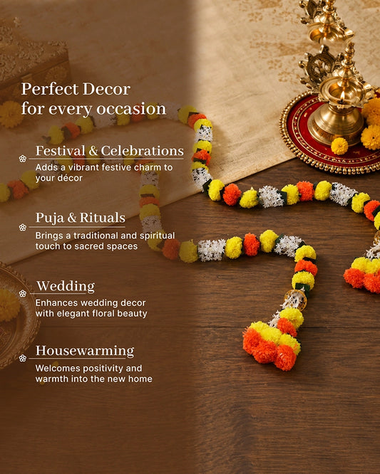 Artificial Marigold Flower Mala Toran for Festival & Housewarming Decor