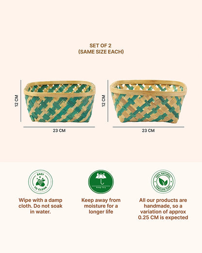 Bamboo Basket for Organizing Home, Kitchen, and Gift Hampers (Set of 2)