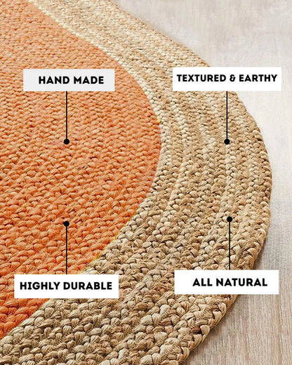 Handcrafted Yellow Round Jute Carpet For Living Room