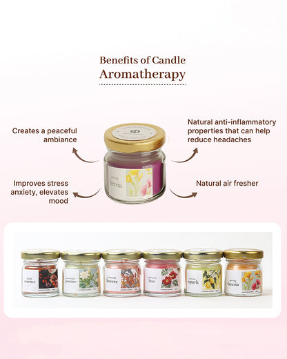 Set of 6 Scented Aroma Candles, 26gm Each 6-8H Burn | Fragrance Candle Set for Gifting