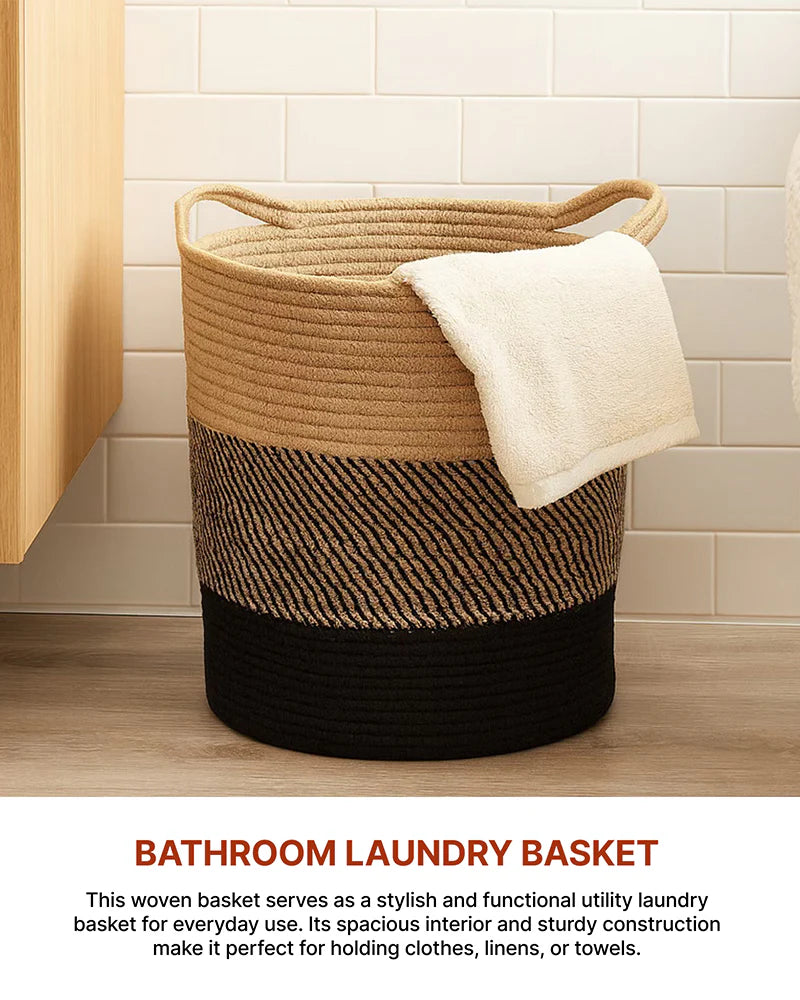 Jute Laundry Basket for Clothes and Toy Storage, Jute Storage Basket and Laundry Bag