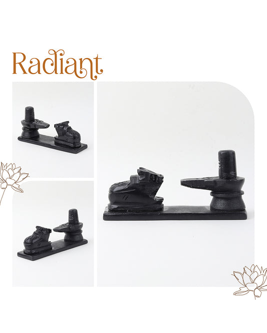 Shivling with Nandi Sitting Idol for Pooja and Home Decoration