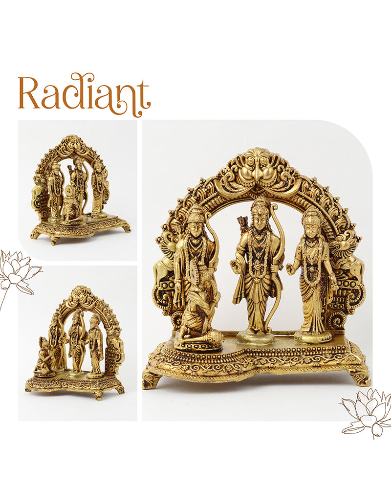 Traditional Brass Ram Darbar Idol for Spiritual Decor and Home Temple