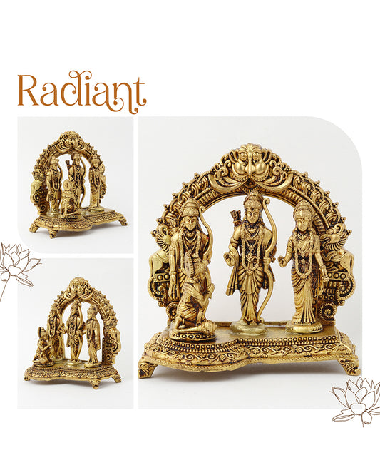 Traditional Brass Ram Darbar Idol for Spiritual Decor and Home Temple