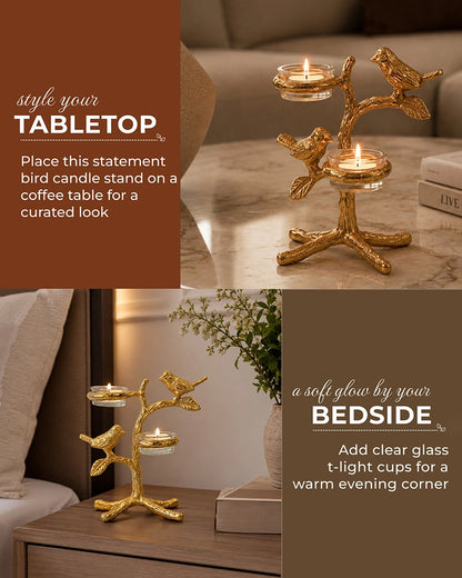 Romantic Love Birds Tree Candle Holder for Home Décor & Gifting