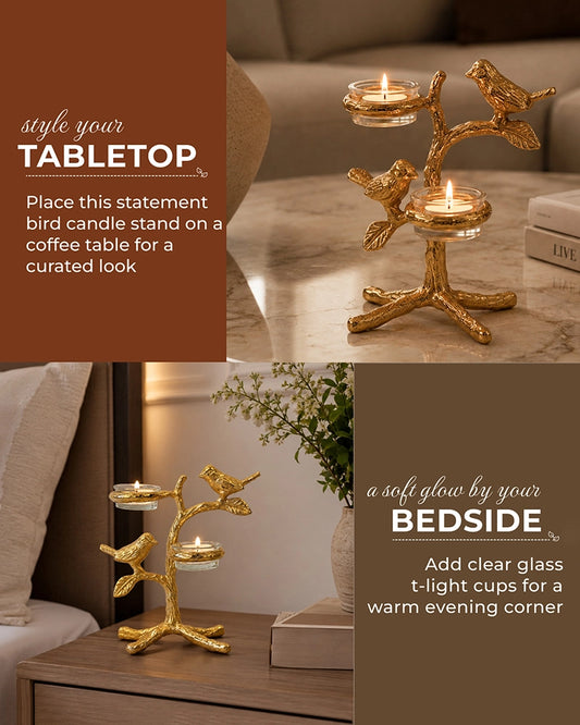 Romantic Love Birds Tree Candle Holder for Home Décor & Gifting