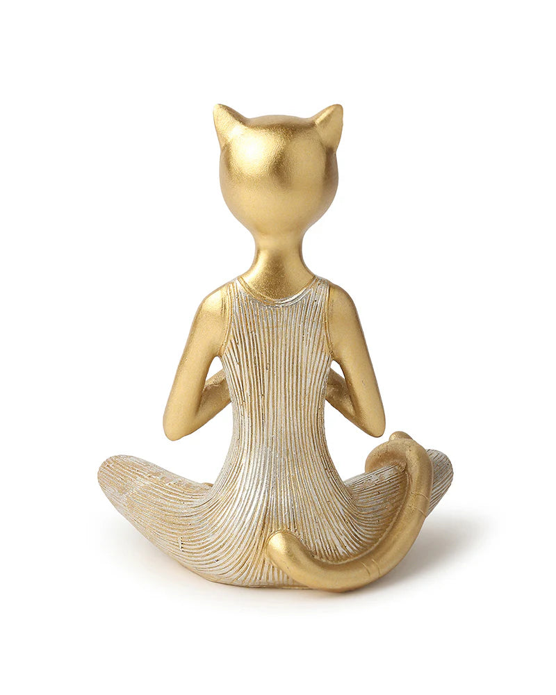 Polypropylene Yoga Cat Home Decor Showpiece for Table or Shelf