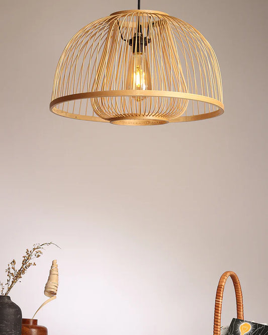 Rustic Bamboo Hanging Lamp for Home Decor