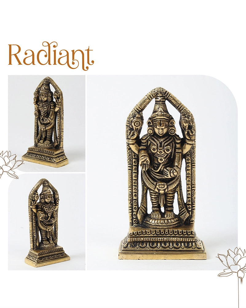 Brass Balaji Idol with Antique Finish for Pooja Room and Home Decor
