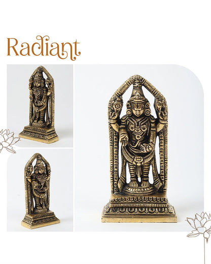Brass Balaji Idol with Antique Finish for Pooja Room and Home Decor