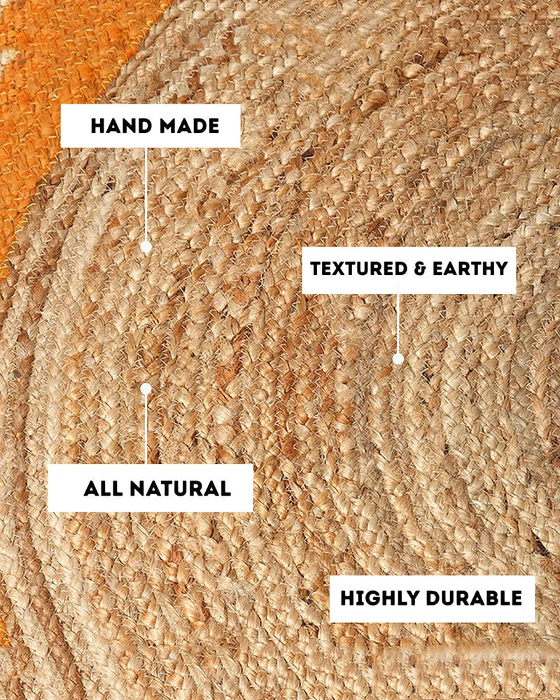 Natural Yellow Round Jute Carpet For Living Room
