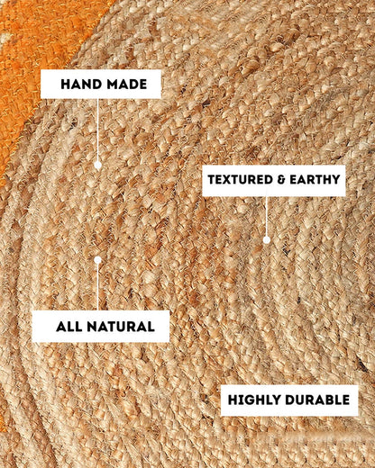Natural Yellow Round Jute Carpet For Living Room