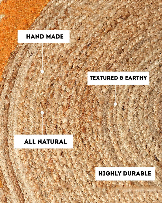 Natural Yellow Round Jute Carpet For Living Room