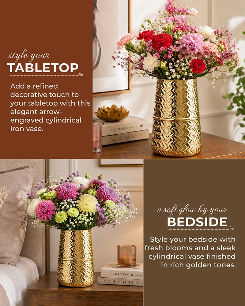 Handcrafted Hammered Vase for Flowers, Tabletop & Home Decor