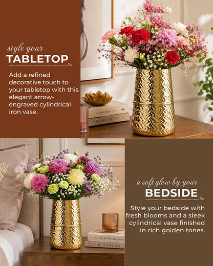 Handcrafted Hammered Vase for Flowers, Tabletop & Home Decor