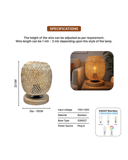 Bamboo Table Lamp for Dining Space and Home Decoration