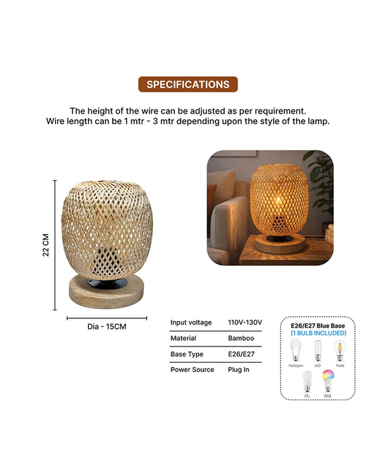 Bamboo Table Lamp for Dining Space and Home Decoration