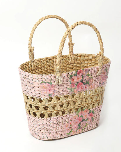 Natural Seagrass Market Basket & Tote Bag
