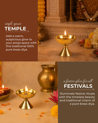 100 % Pure Brass Pooja Diya for Mandir