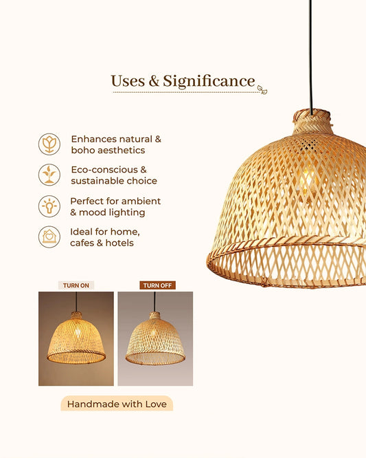 Natural Bamboo Hanging Lamp for Kids Room and Living Room
