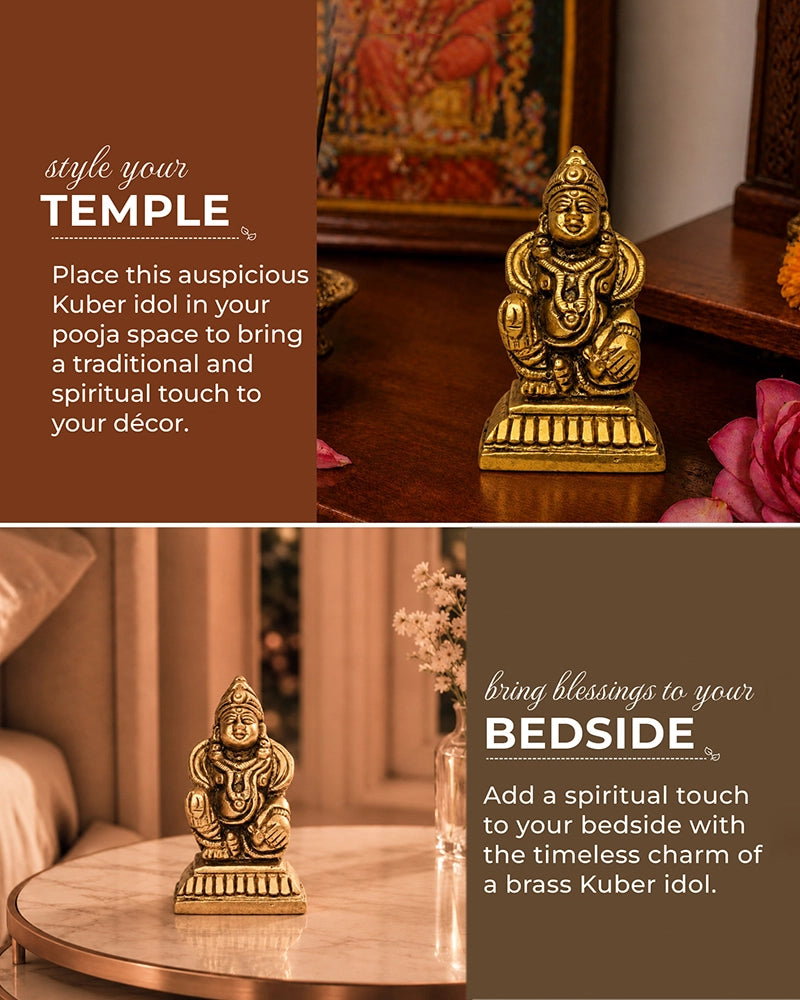 100 % Pure Brass Kuber Ji Statue For Home Décor & Pooja Room