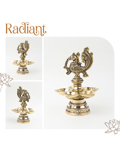 Decorative Brass Peacock Diya Perfect for Pooja and Festive Decor