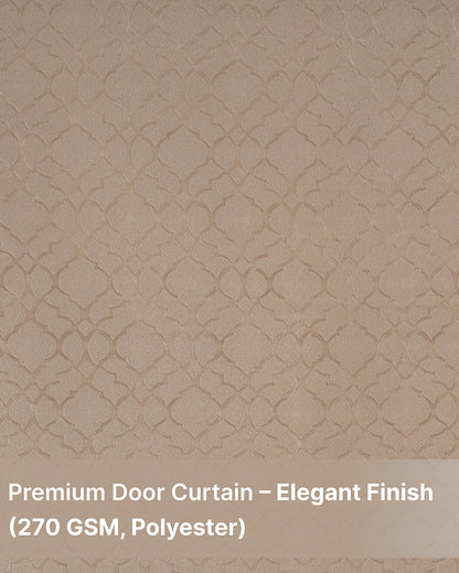 Textured Polyester Eyelet Curtain for Doors (Beige, 7 ft)