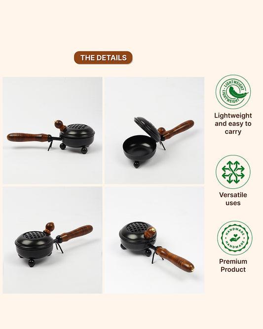 Decorative Metal Dhoop Dani Burner for Home Temple Aarti and Aromatherapy