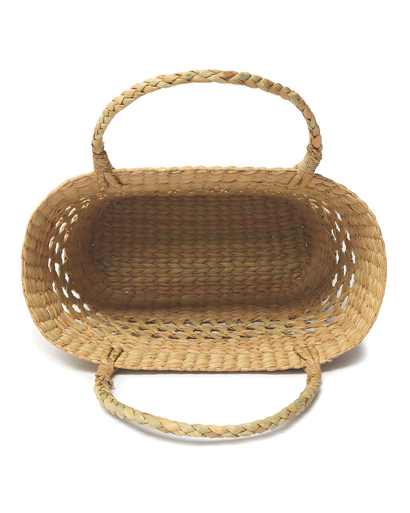 Panier à provisions en jonc de mer naturel (Jali)
