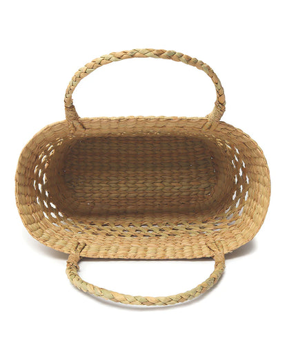 Panier à provisions en jonc de mer naturel (Jali)