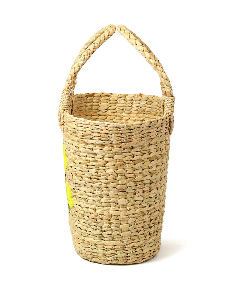 Handwoven Seagrass Embroidered Tote Bag for Market, Storage & Travel