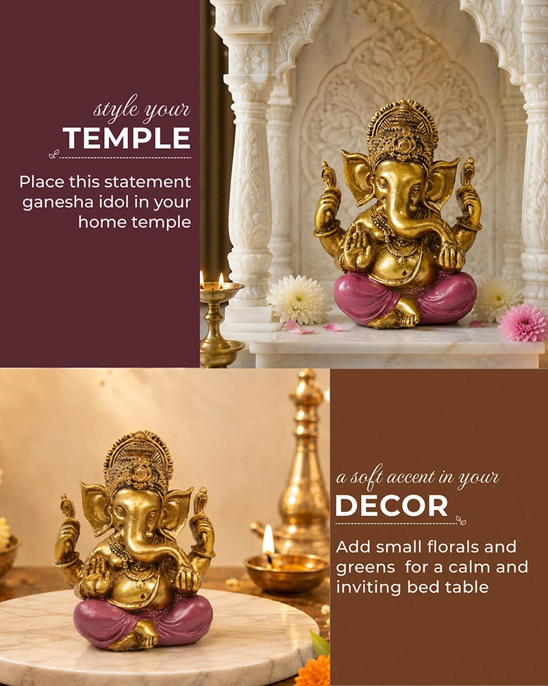 Antique Finish Polyresin Ganesh Idol for Puja and Home Décor